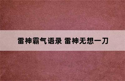 雷神霸气语录 雷神无想一刀